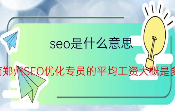 seo是什么意思 河南郑州SEO优化专员的平均工资大概是多少？